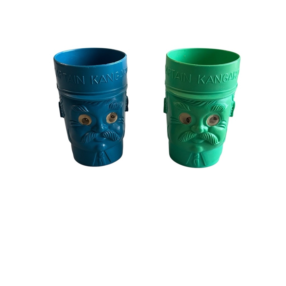 Vintage Captain Kangaroo Collectible Blue and Green small Cups